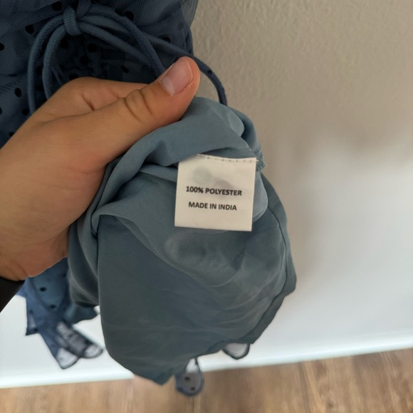 Faballey polka dot mini dress blue and black with ruching - Picture 6 of 13